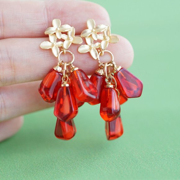 New Handmade pomegranate earrings - Picture 3 of 3